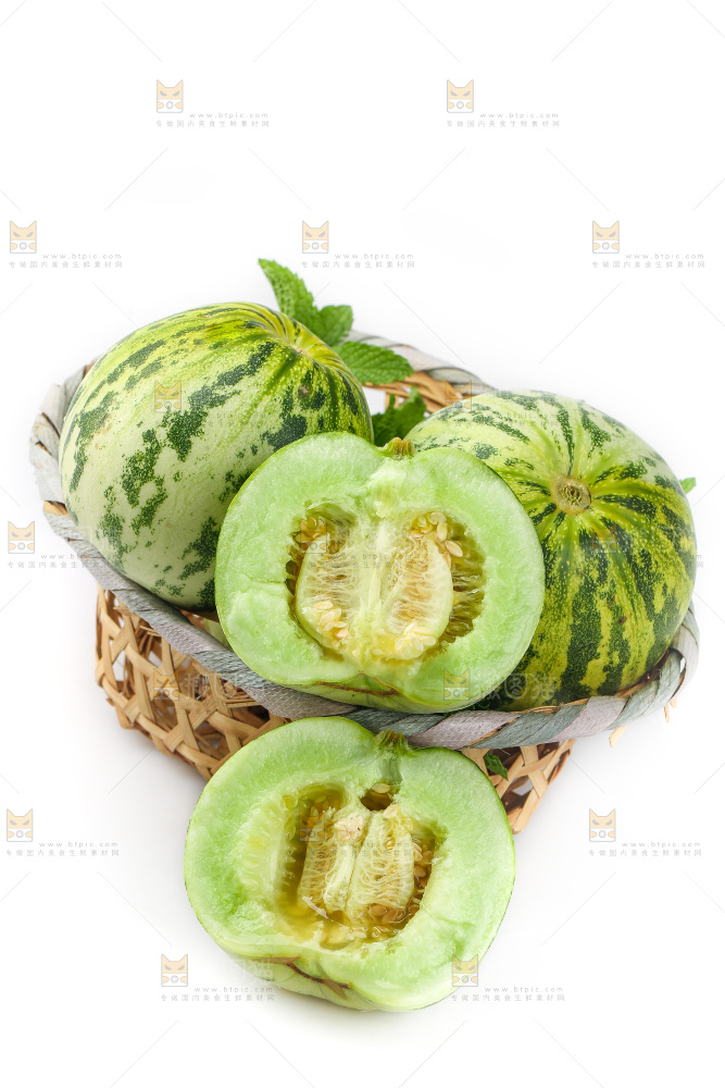 白底上的花蕾甜瓜