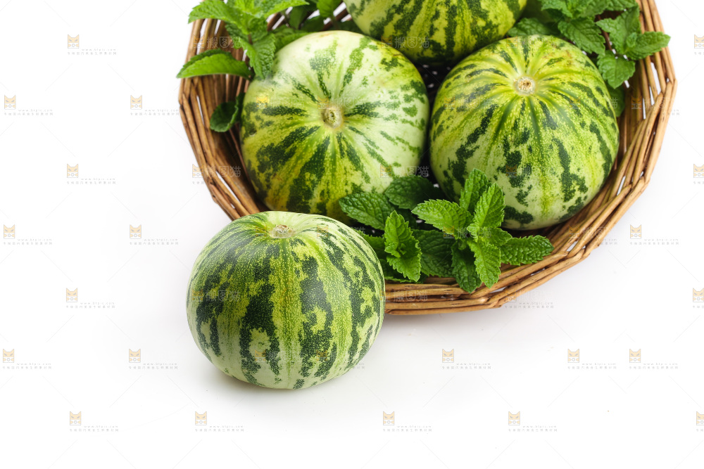 白底上的花蕾甜瓜