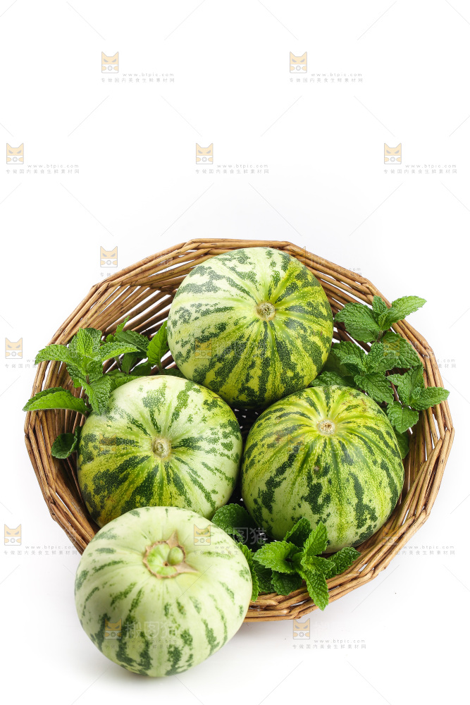 白底上的花蕾甜瓜