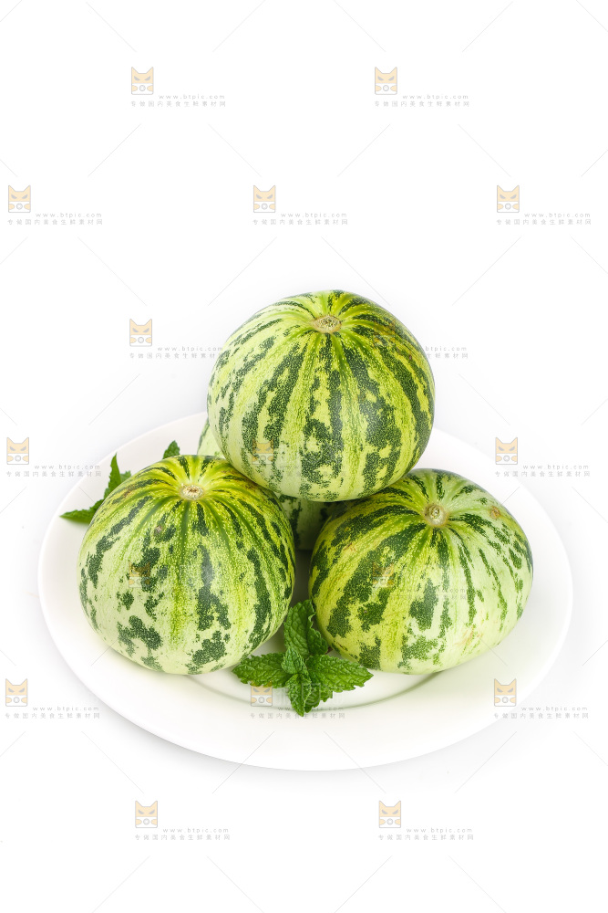 白底上的花蕾甜瓜