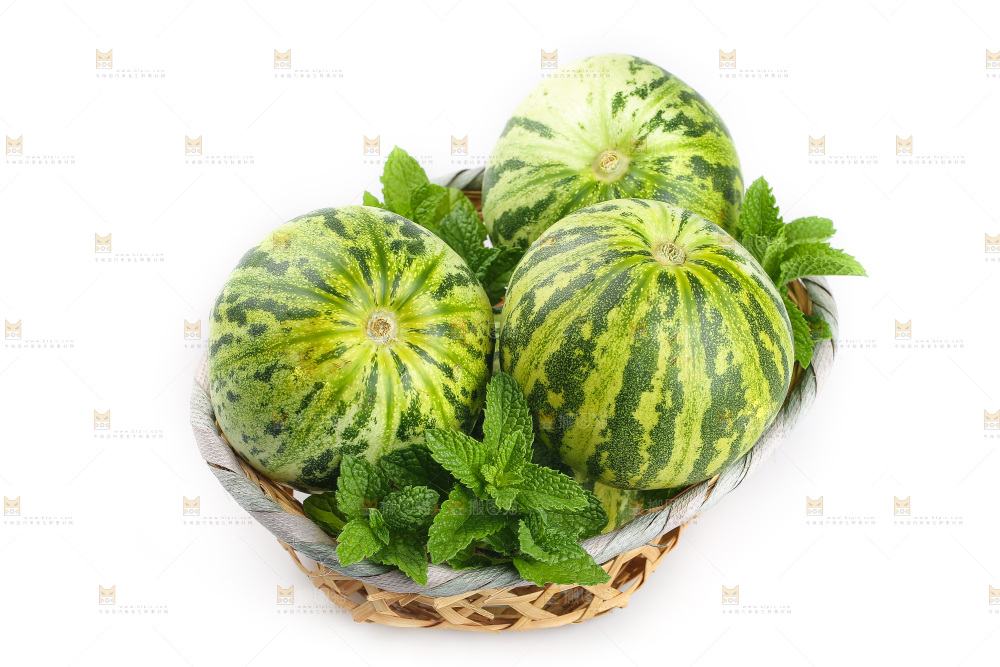 白底上的花蕾甜瓜