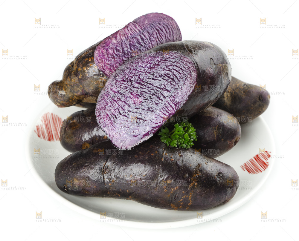 白底上的紫土豆