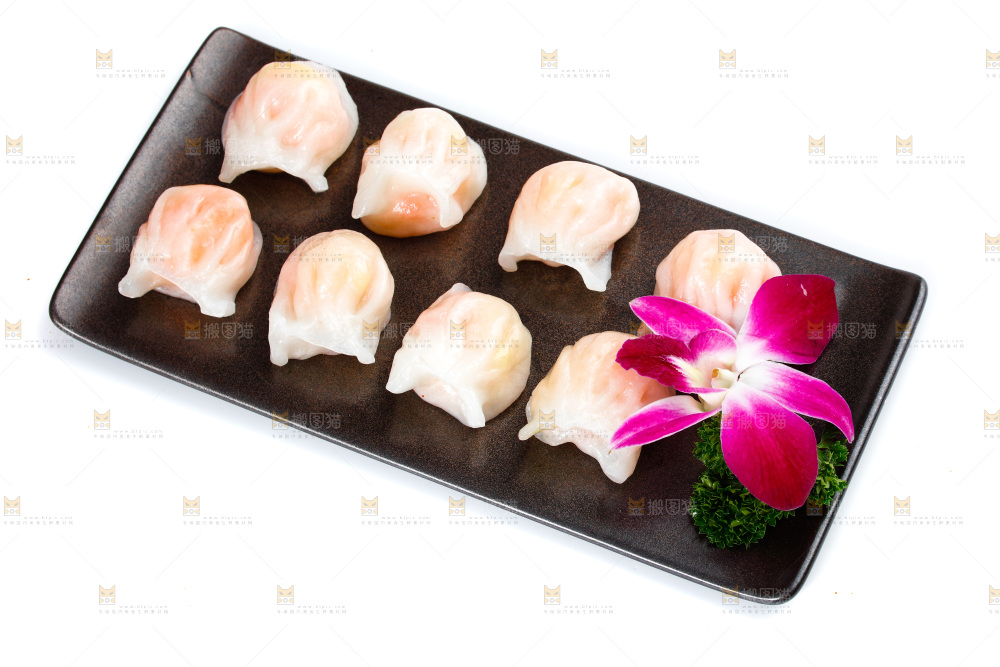 白底上的虾饺