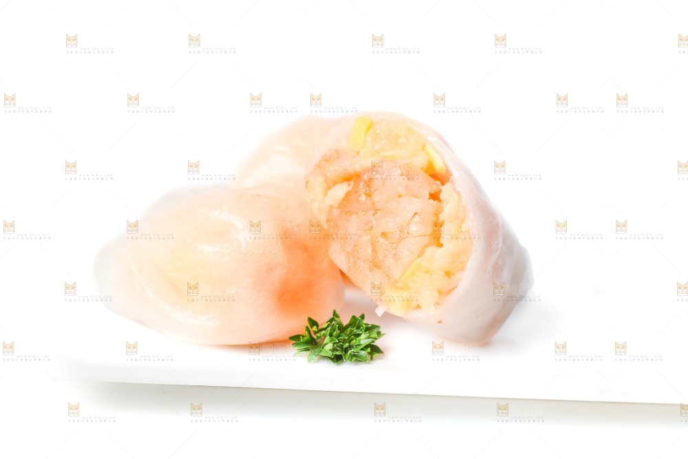 白底上的虾饺