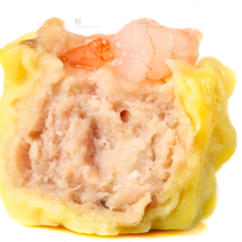 白底上的虾肉烧卖