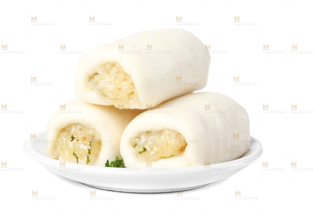 白底上的糯米卷