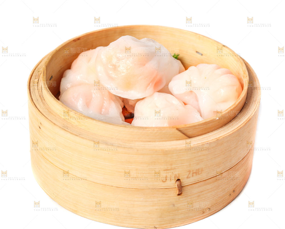 白底上的虾饺