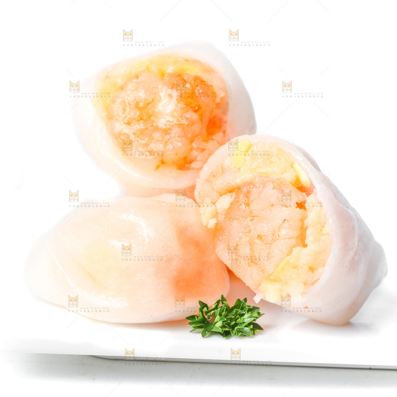 白底上的虾饺