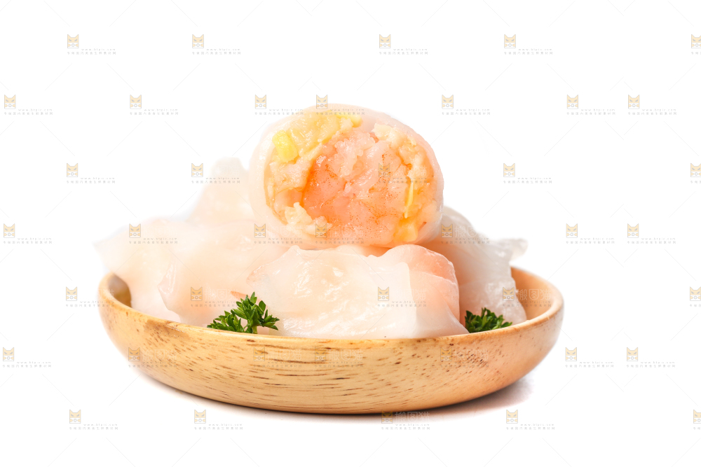 白底上的虾饺
