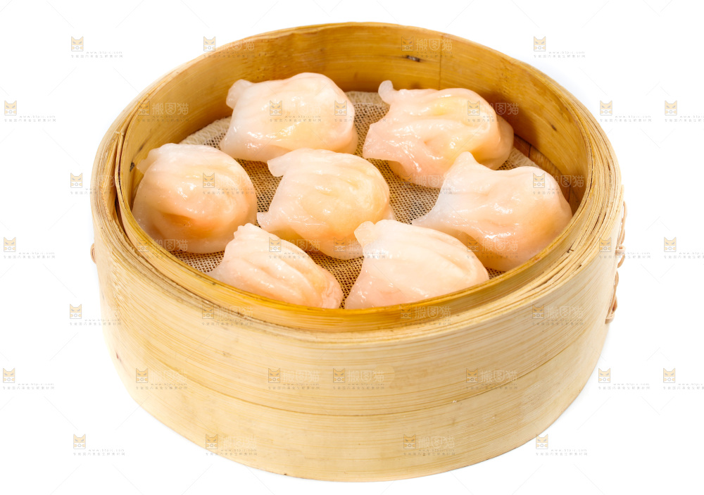白底上的虾饺