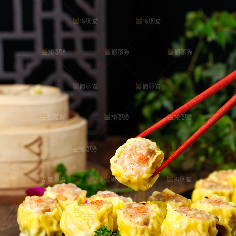 深底上的虾肉烧卖