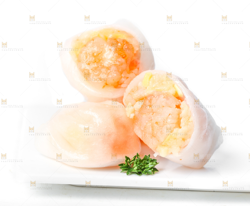 白底上的虾饺