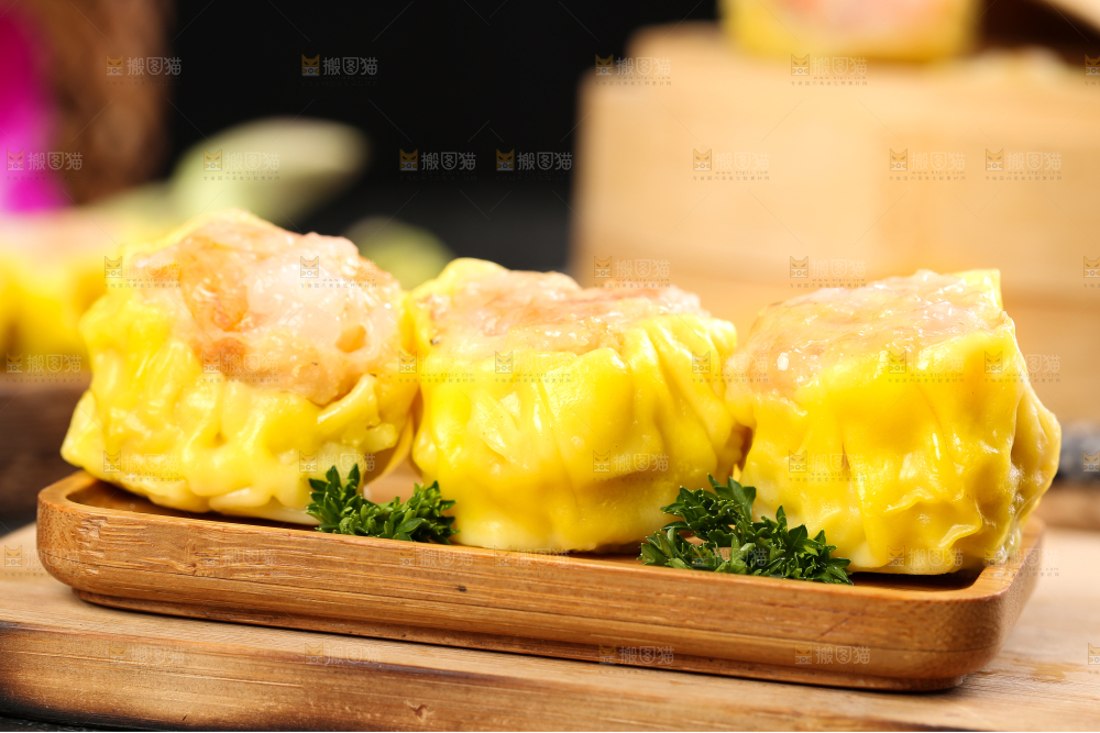 深底上的虾肉烧卖