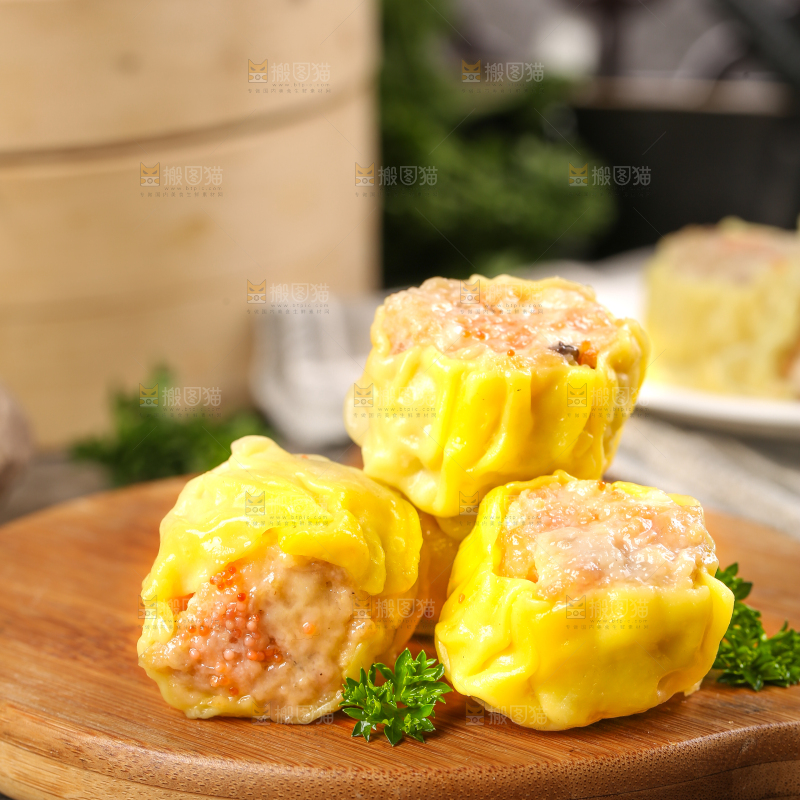 深底上的虾肉烧卖