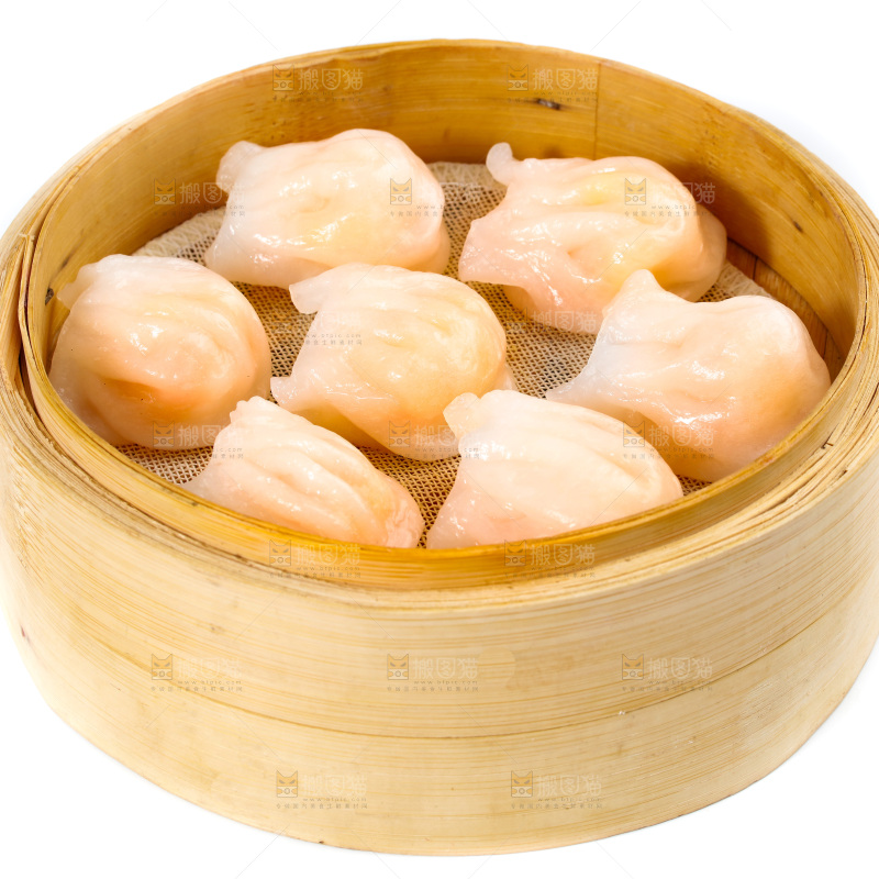 白底上的虾饺