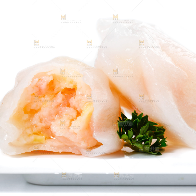 白底上的虾饺