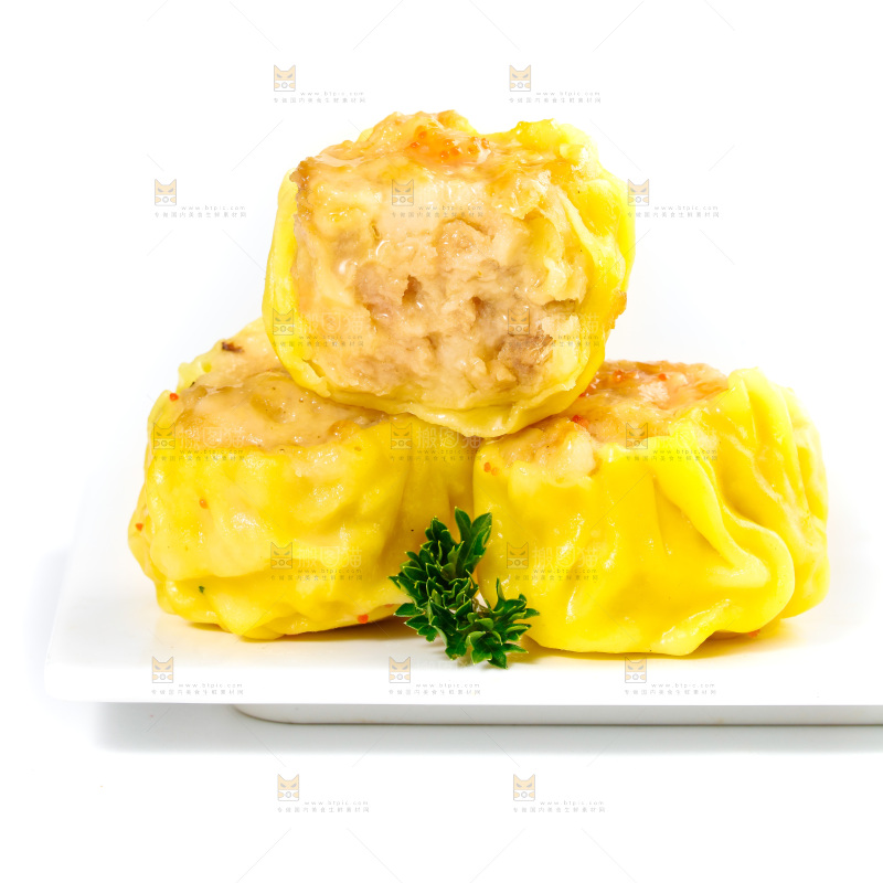白底上的虾肉烧卖