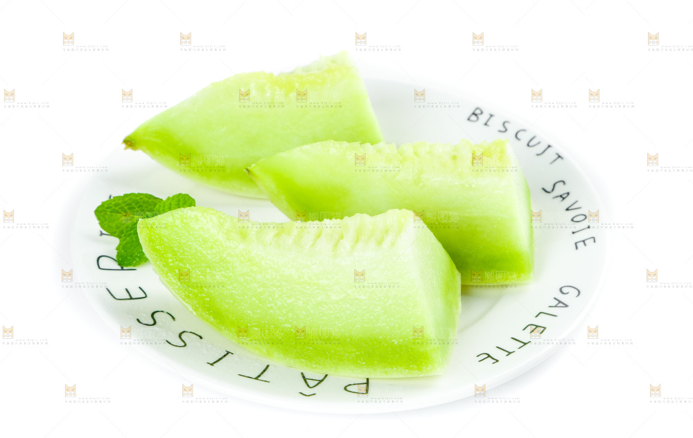 白底上的玉菇甜瓜