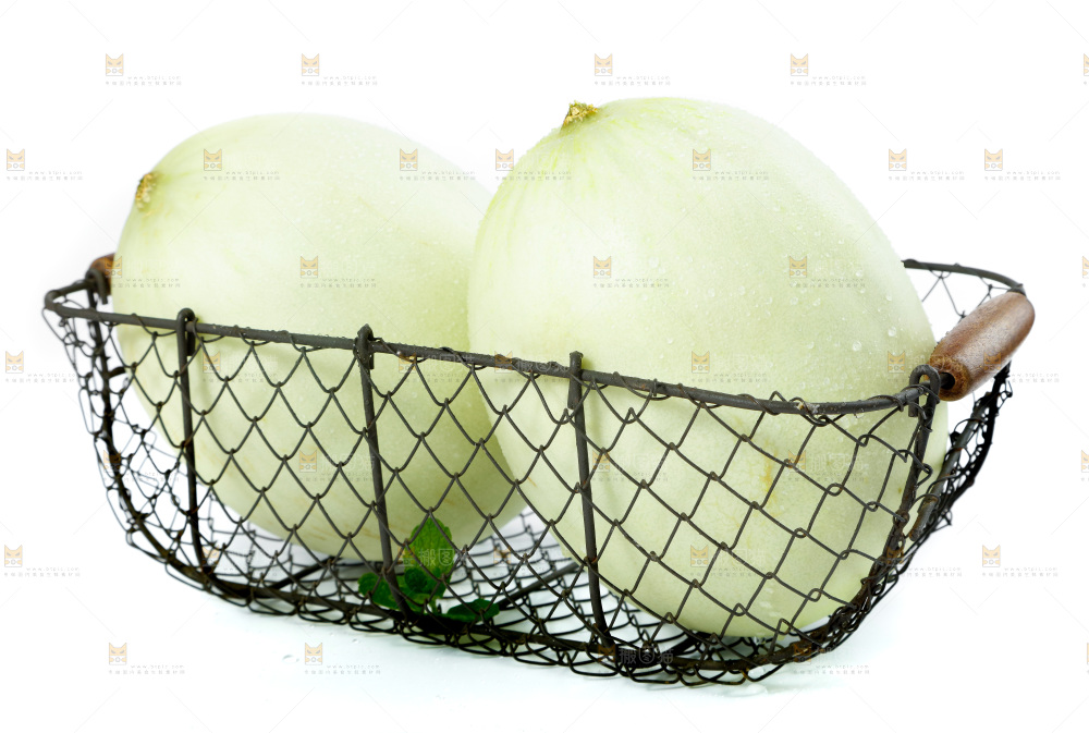 白底上的玉菇甜瓜