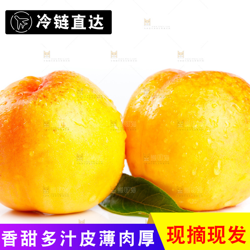 白底上的黄油桃
