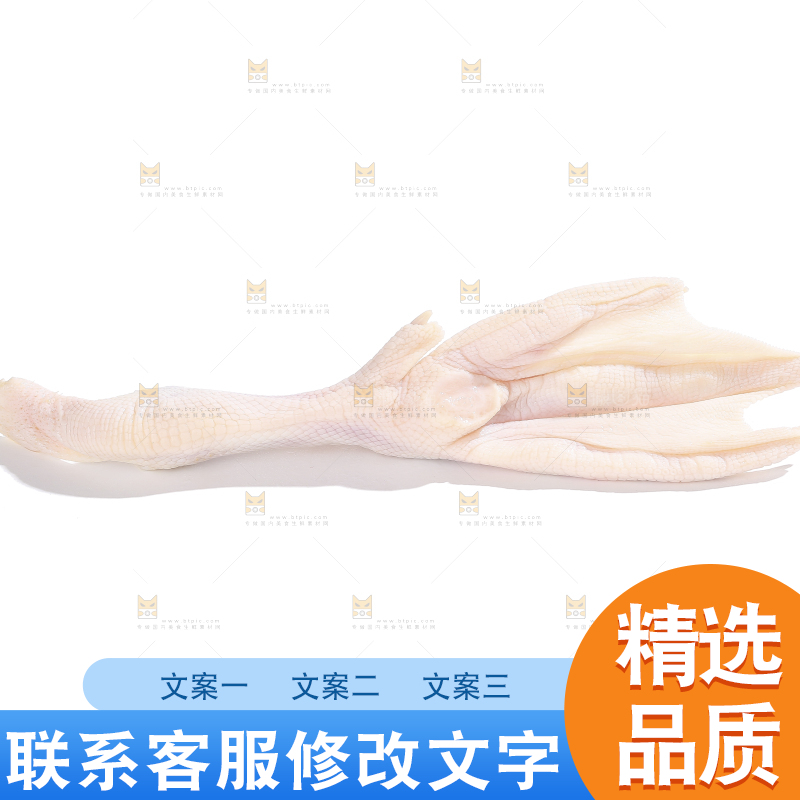 白底上的新鲜鸭掌