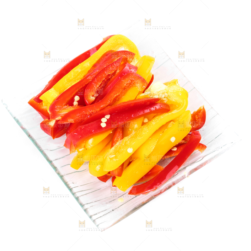 白底上的水果彩椒