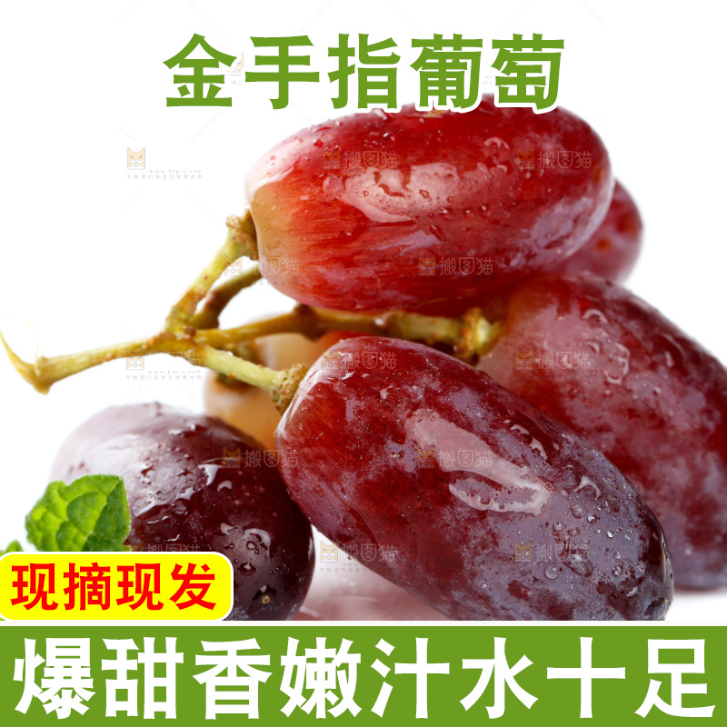 白底上的金手指葡萄