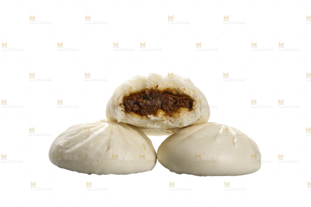 白底上的酱肉包子