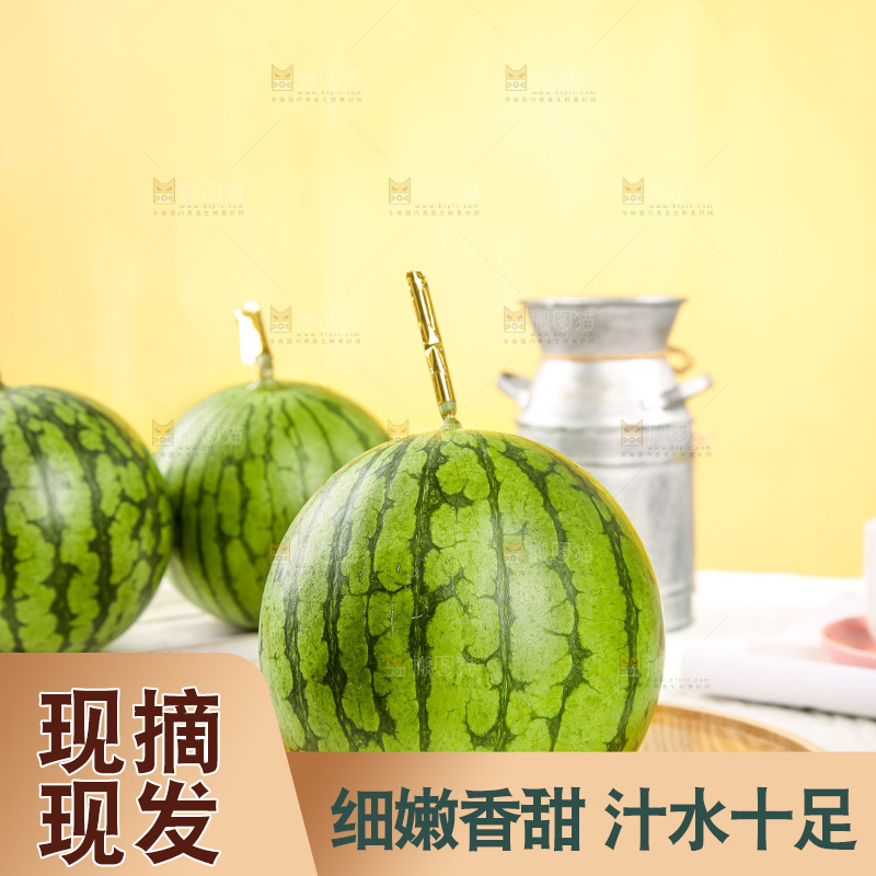 浅底上的黄瓤西瓜