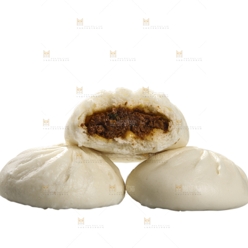 白底上的酱肉包子