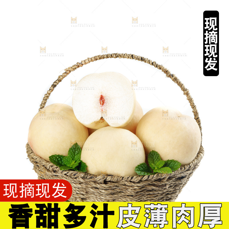 白底上的奶油白桃