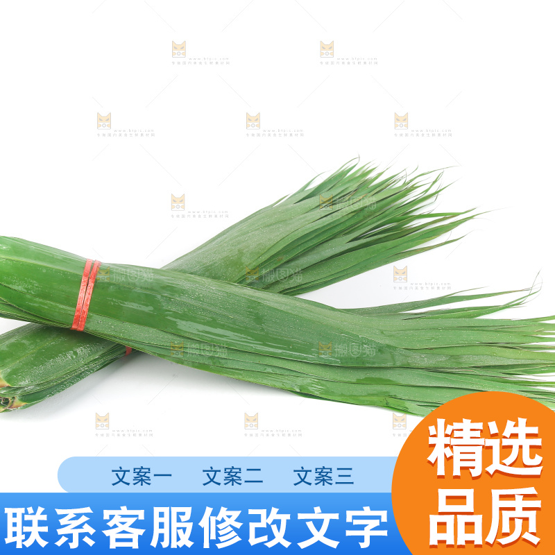白底上的新鲜粽叶