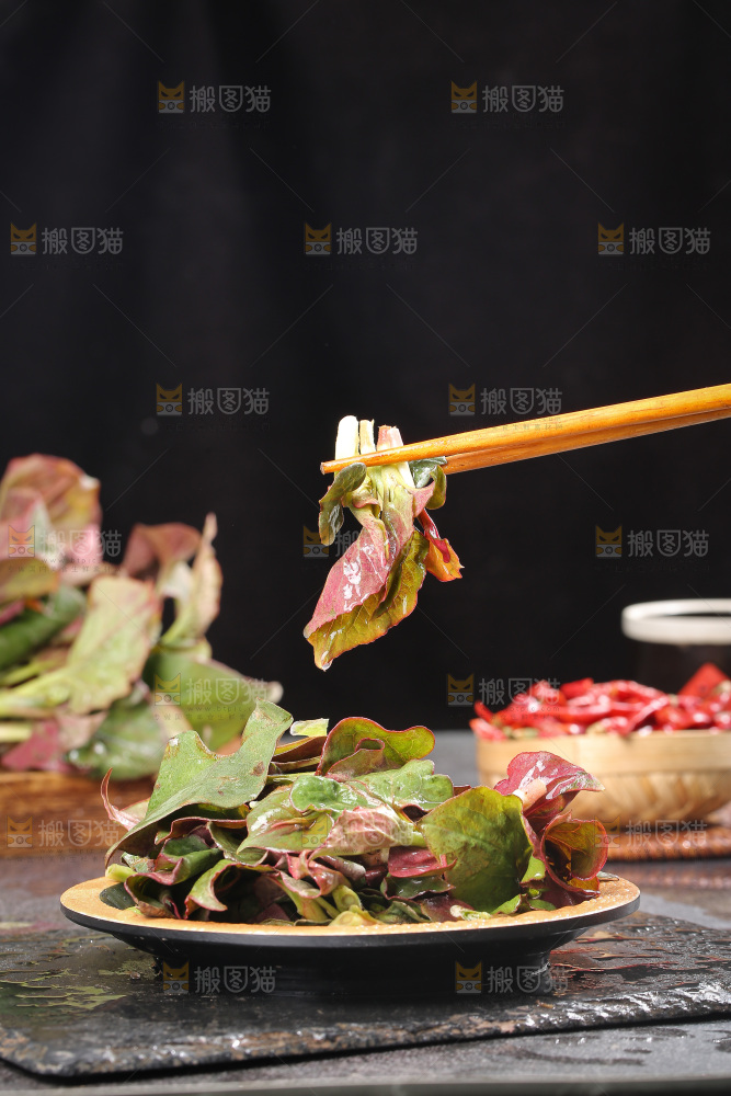 深底上的鱼腥草叶