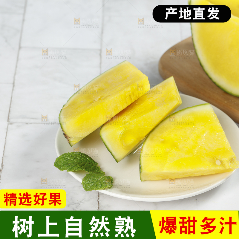 浅底上的黄瓤西瓜