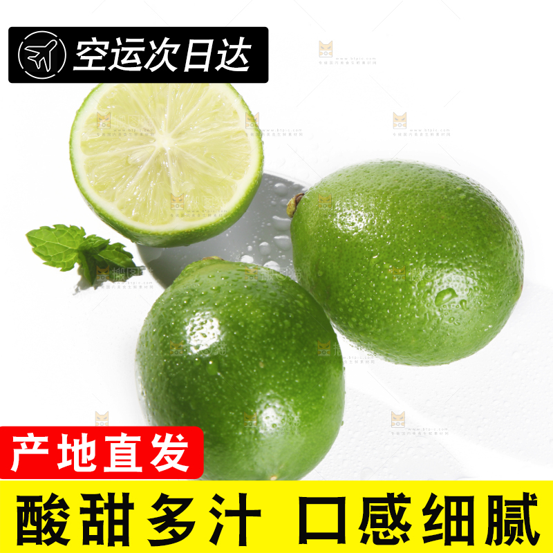 白底上的无籽青柠檬