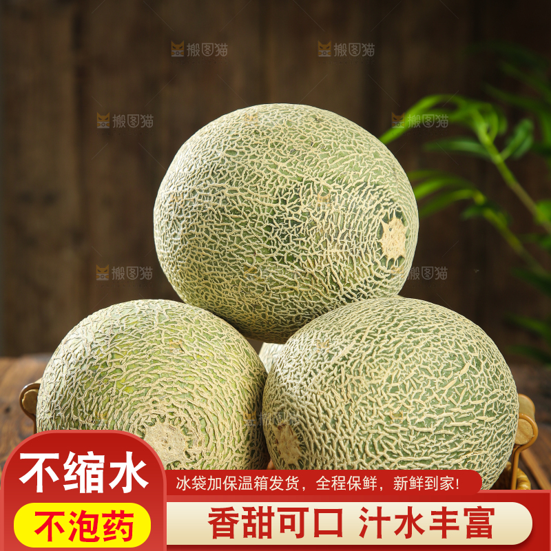 木底上的网纹蜜瓜