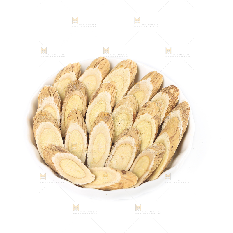 白底上摆放着黄芪