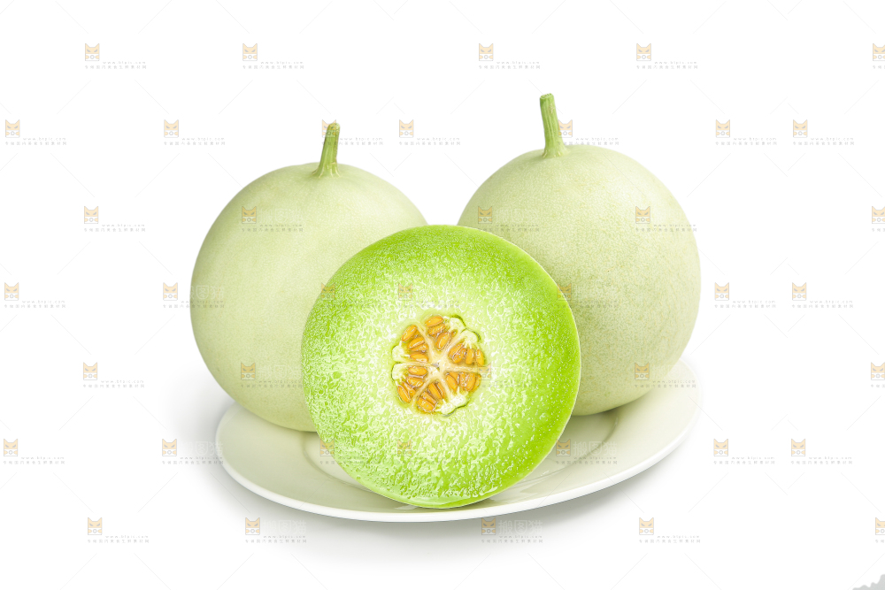 白底上的玉菇甜瓜