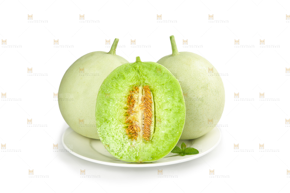 白底上的玉菇甜瓜