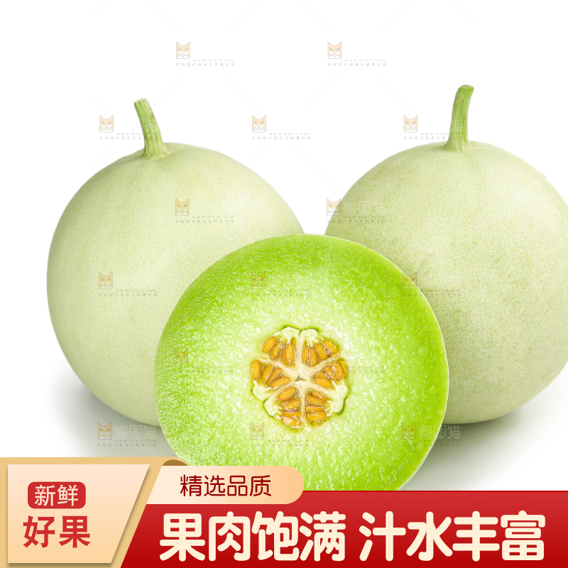 白底上的玉菇甜瓜