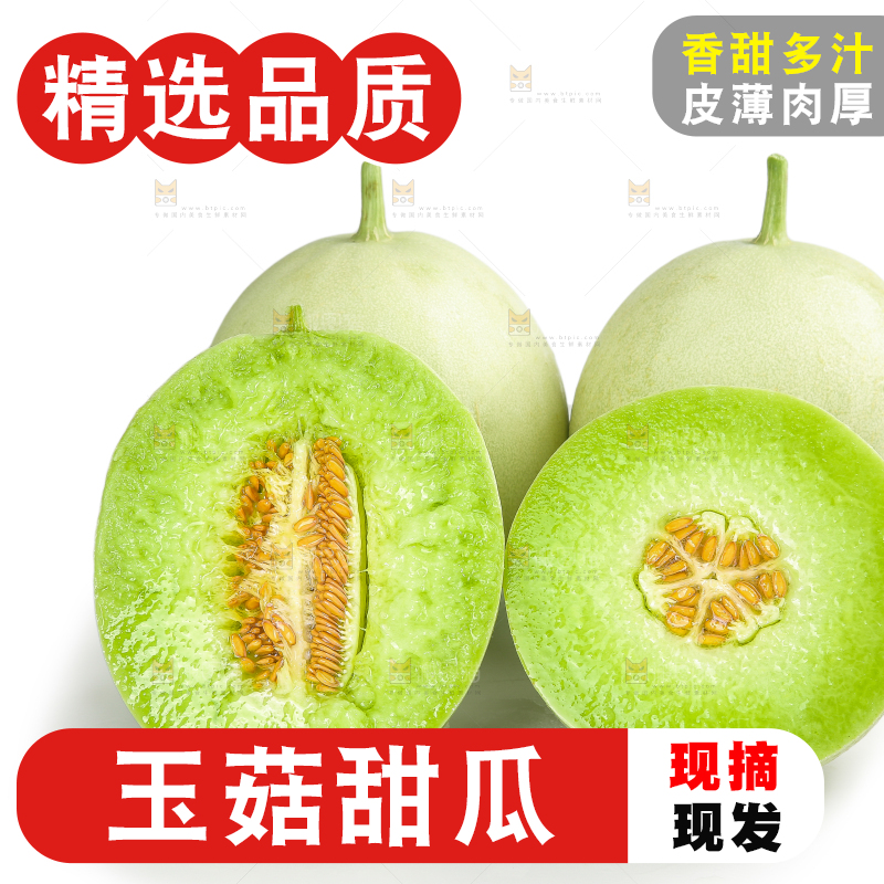 白底上的玉菇甜瓜