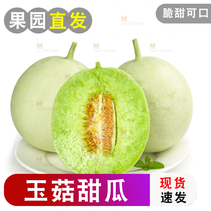 白底上的玉菇甜瓜