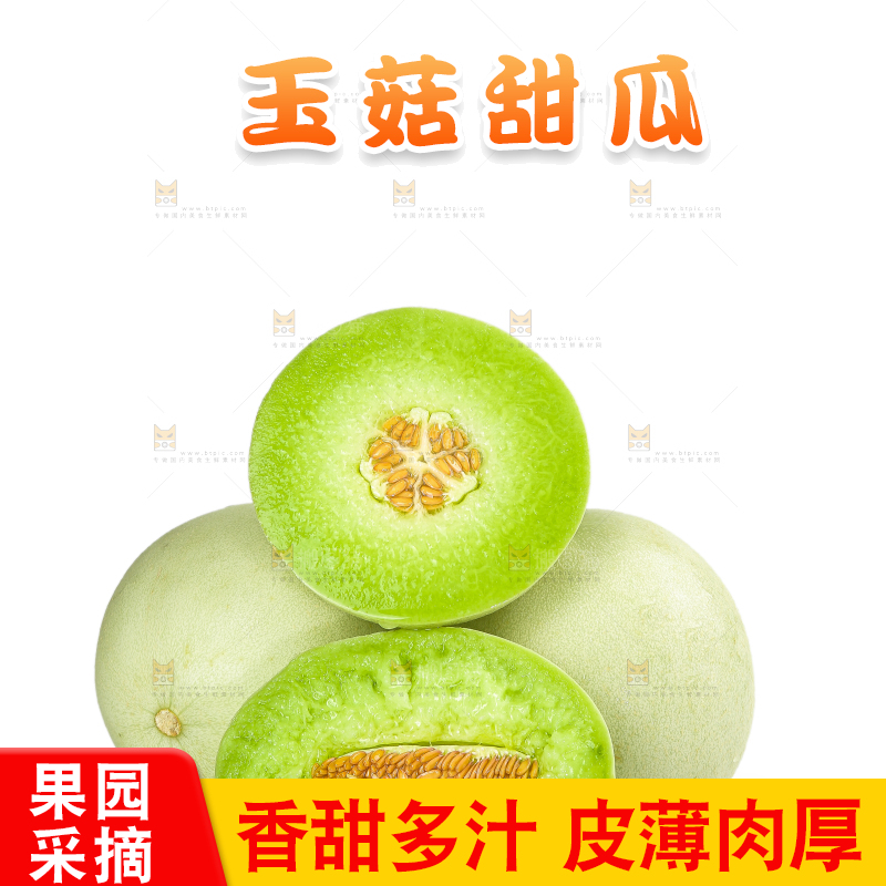白底上的玉菇甜瓜