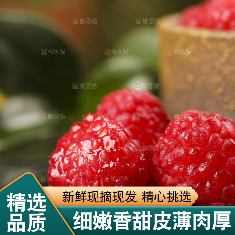 深底上的新鲜覆盆子