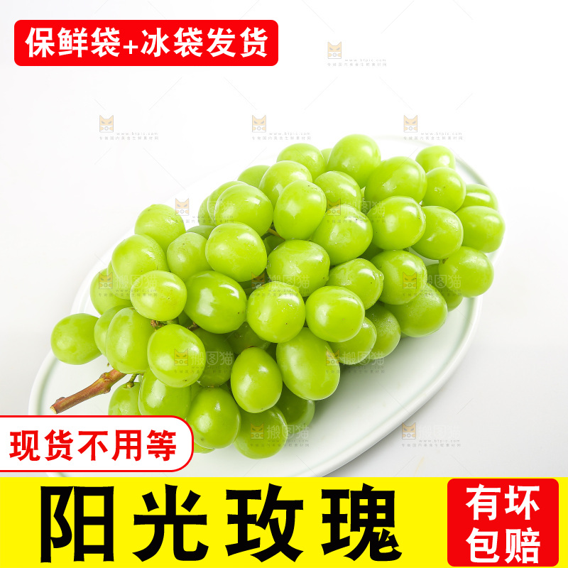 白底上的阳光玫瑰青提