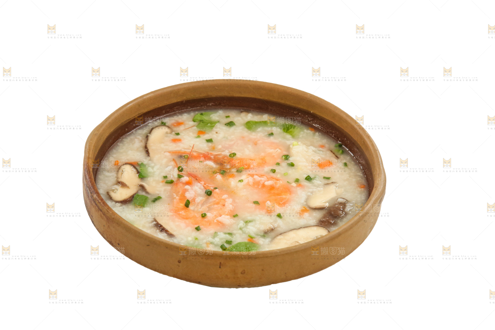 白底上的海鲜粥