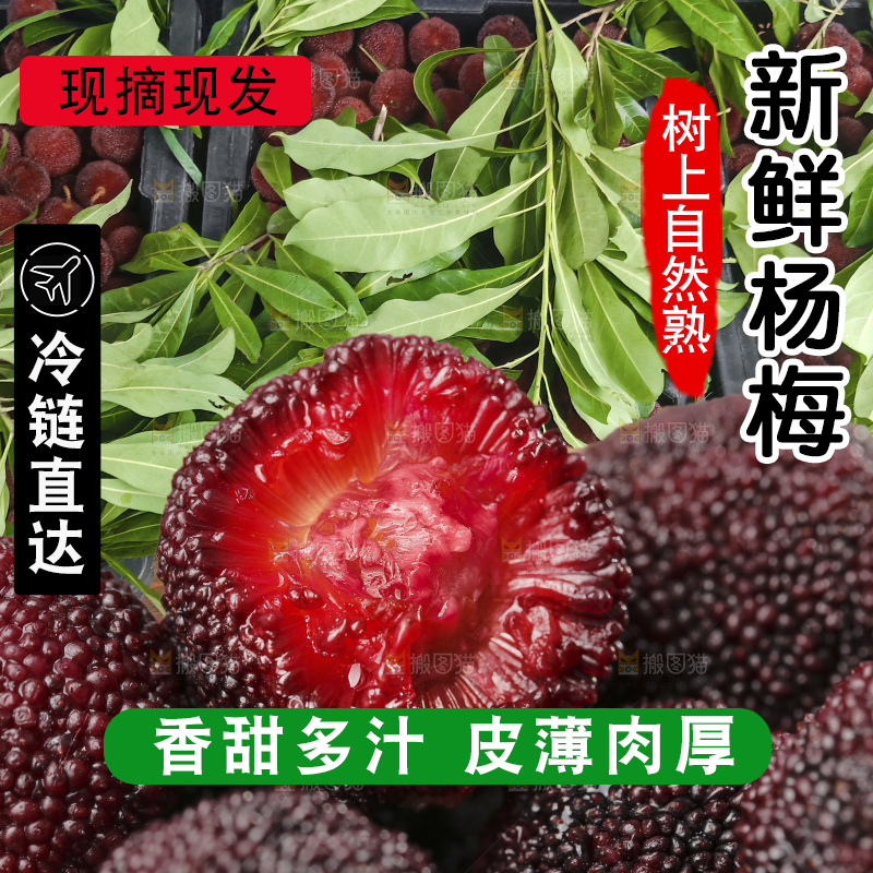 木底上的新鲜杨梅