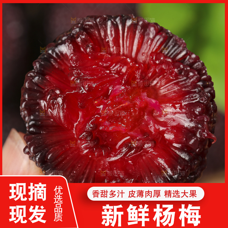 木底上的新鲜杨梅