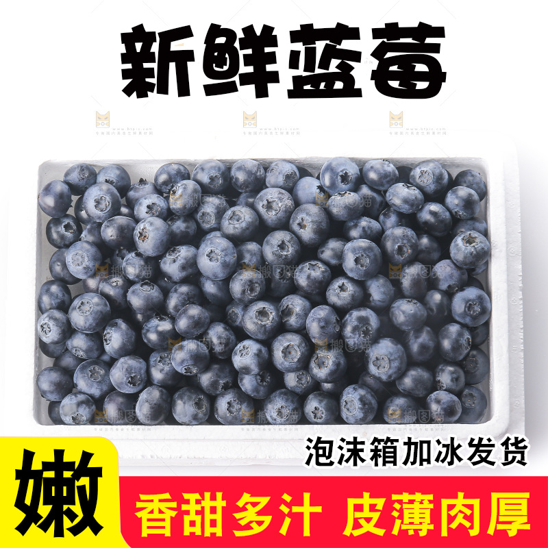 堆放着的新鲜蓝莓