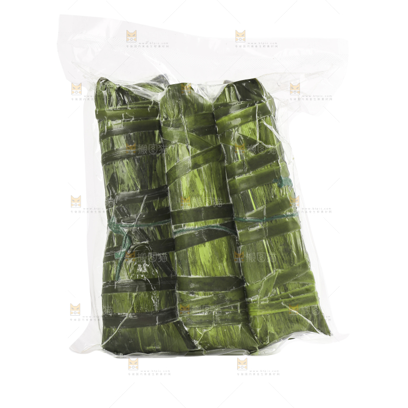 白底上的猪肉灰水粽